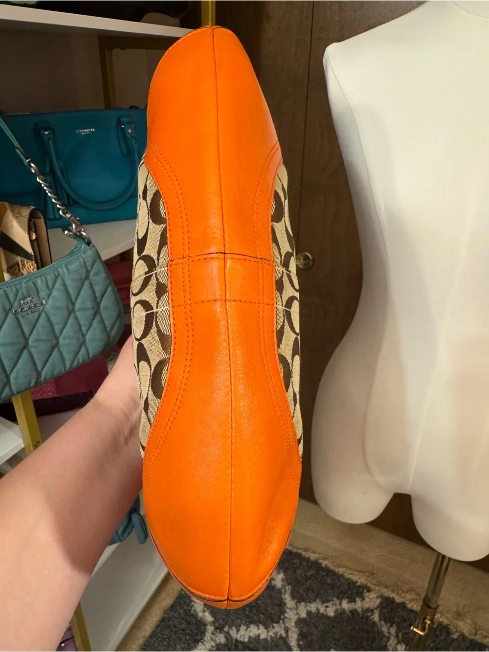 Coach Signature Canvas SoHo Hobo Bag in Khaki Orange